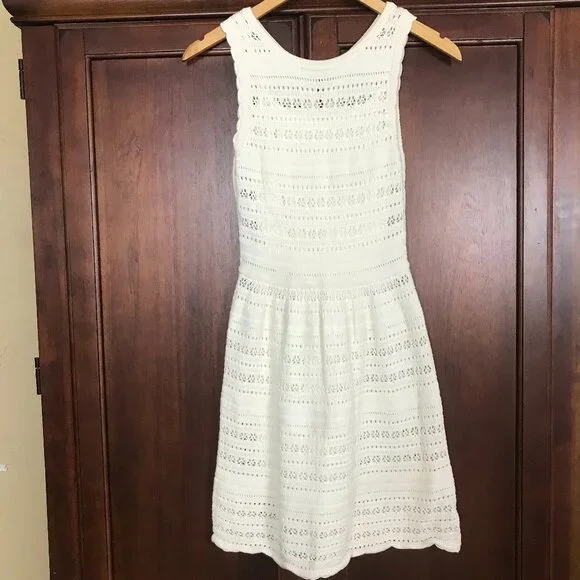 American Eagle Outfitters | Dresses | American Eagle Sweater Dress Cream  Fully Lined Open Knit Size Xxs | Poshmark
